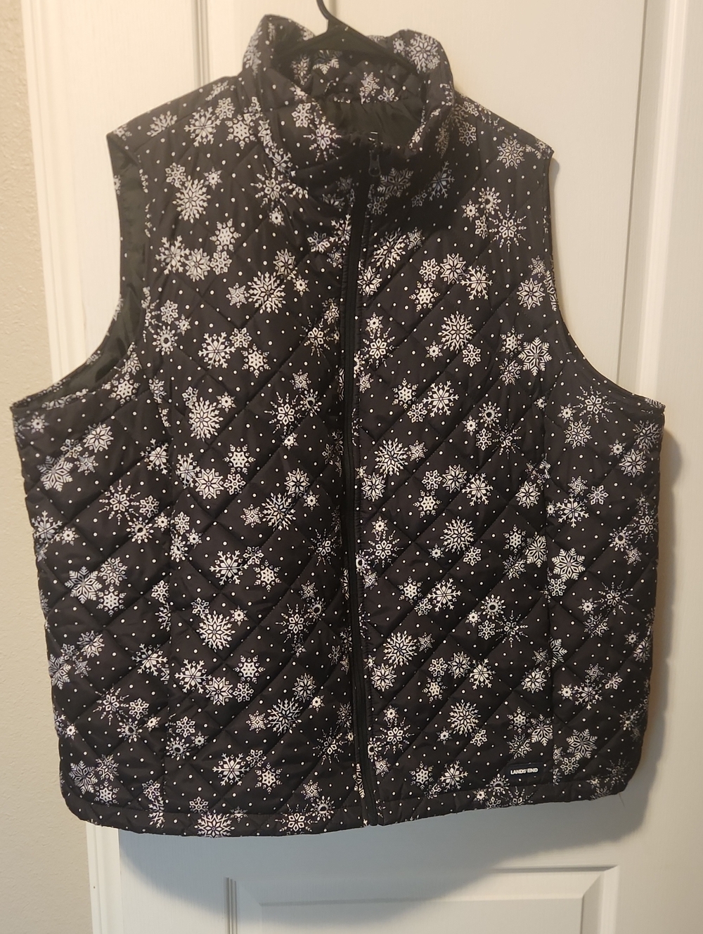Lands' End Black Quilted Snowflake 3x  Vest